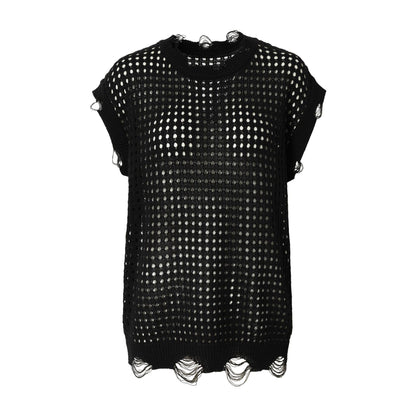 Mesh Damage Design Knit Vest WN25757