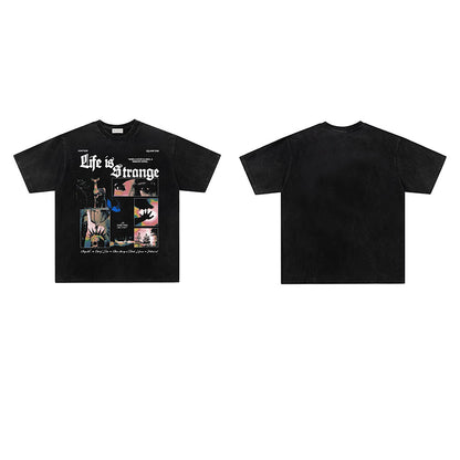 Washed Graphic Letter Short Sleeve T-Shirt WN26945