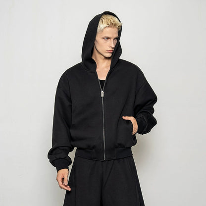 Pleated Zipper Hoodie & Wide Leg Pants Setup WN20877