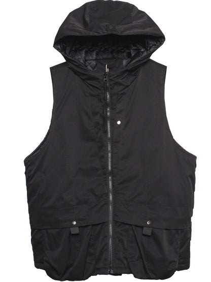 Functional Hooded Fleece Lining Sleeveless Vest WN22544