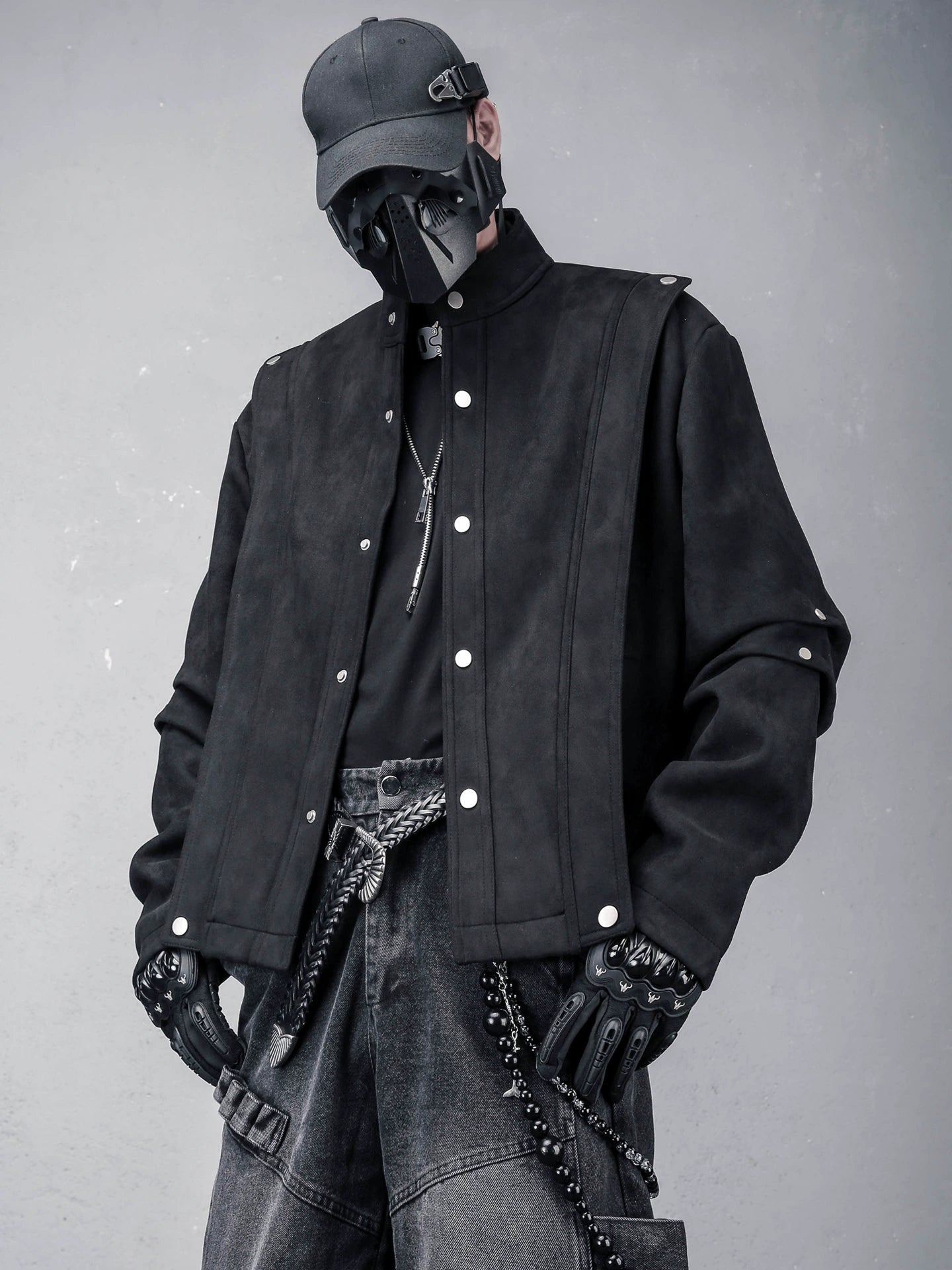 Suede-Look Stand Neck Oversize Jacket WN22385