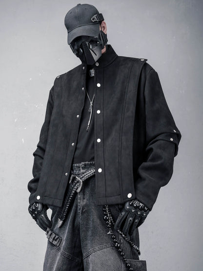 Suede-Look Stand Neck Oversize Jacket WN22385