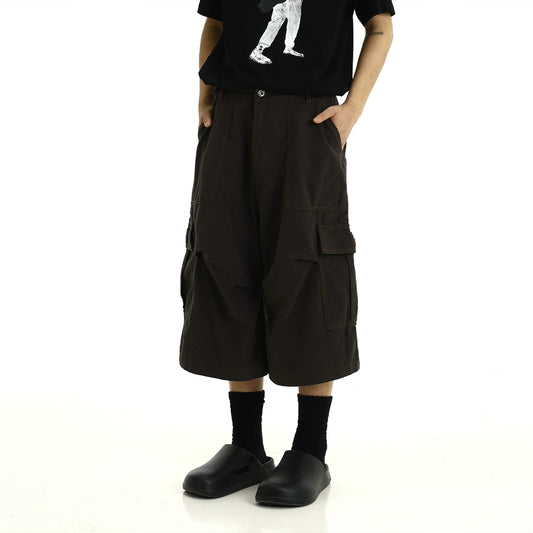 Large Pocket Wide Leg Cargo Short Pants WN8267