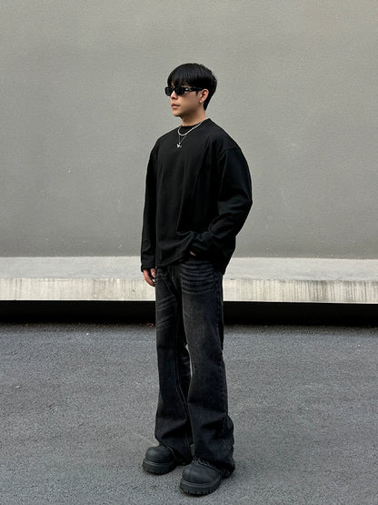 Fleece Patchwork Inner Long Sleeve T-Shirt WN19524