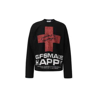 Cross Letter Print Long Sleeve T-Shirt WN25983
