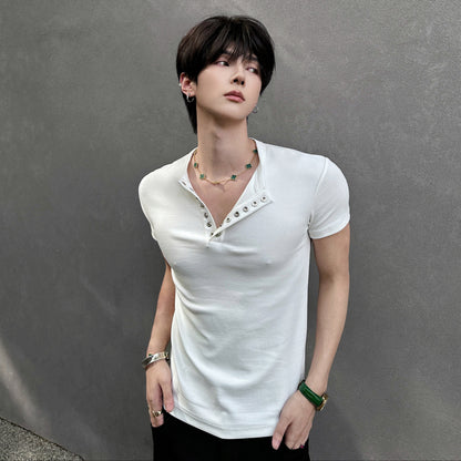 Button Rib Short Sleeve T-Shirt WN25041