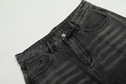 Washed Irregular Panel Wide Leg Denim Jeans WN25825