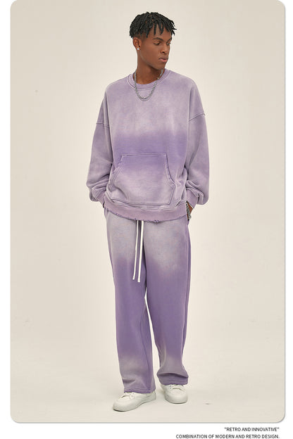 Fleece Lining Spray-dye Damage Oversize Sweatshirt WN9967