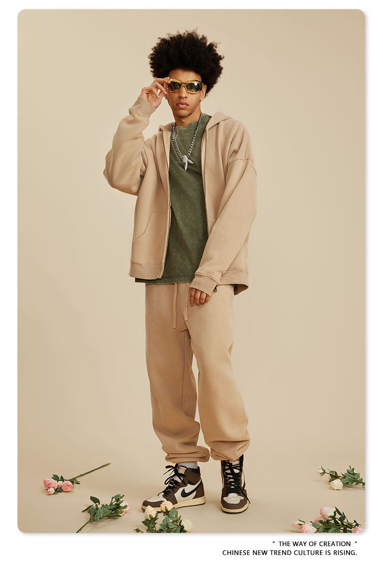 Oversize Washed Zipper Hoodie WN6461