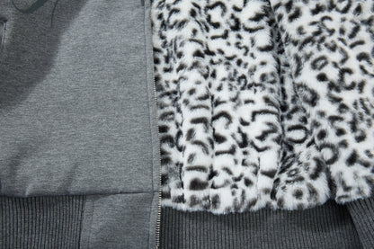 Fake Fur Collar Leopard Print Padded Jacket WN23076