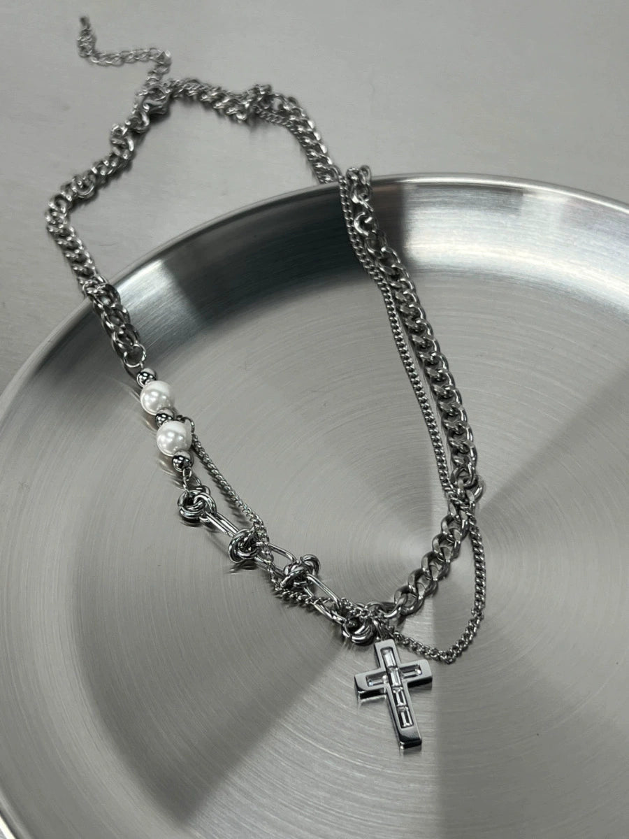 Cross Pendant Titanium Steel Necklace WN19219