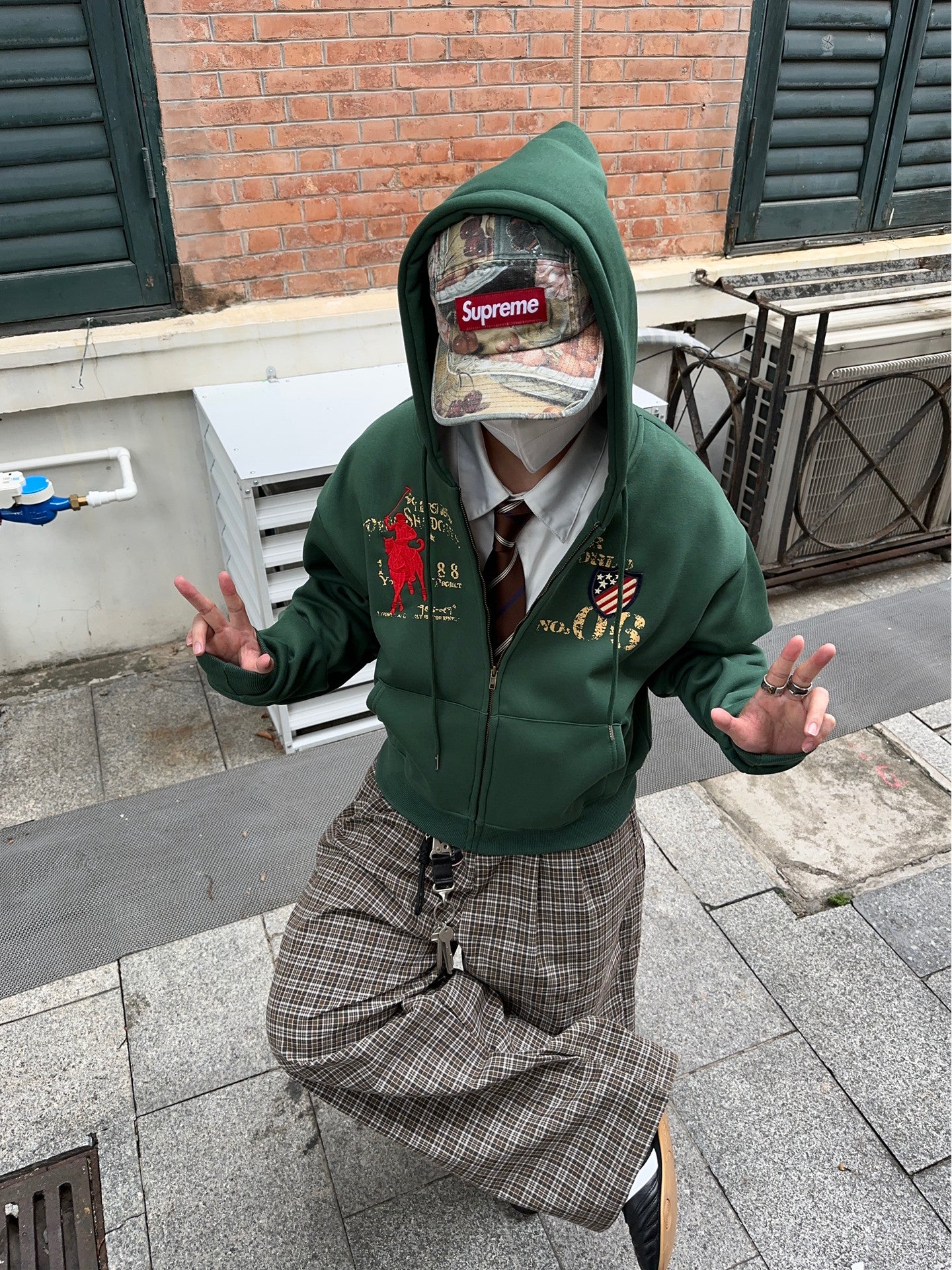 Embroidery Fleece Oversize Zipper Hoodie WN24392