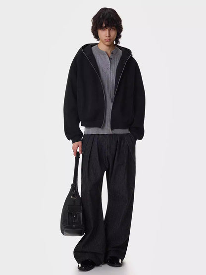 Heavy Air-Cotton Short Zipper Hoodie WN21404