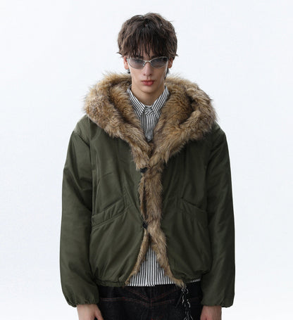 Fake Fur-Collar Thick Hooded Padded Jacket WN22090