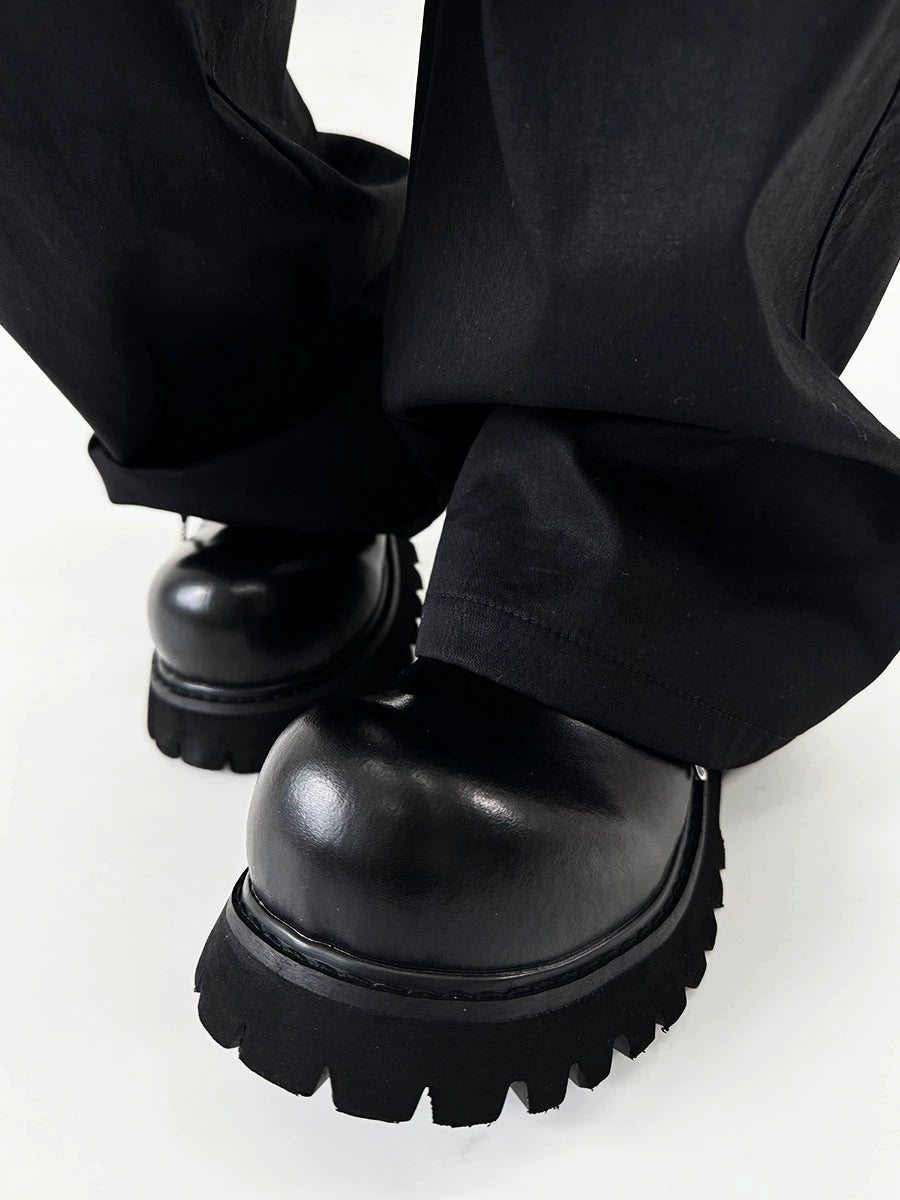 Large Toe Derby Design Leather Shoes WN19150