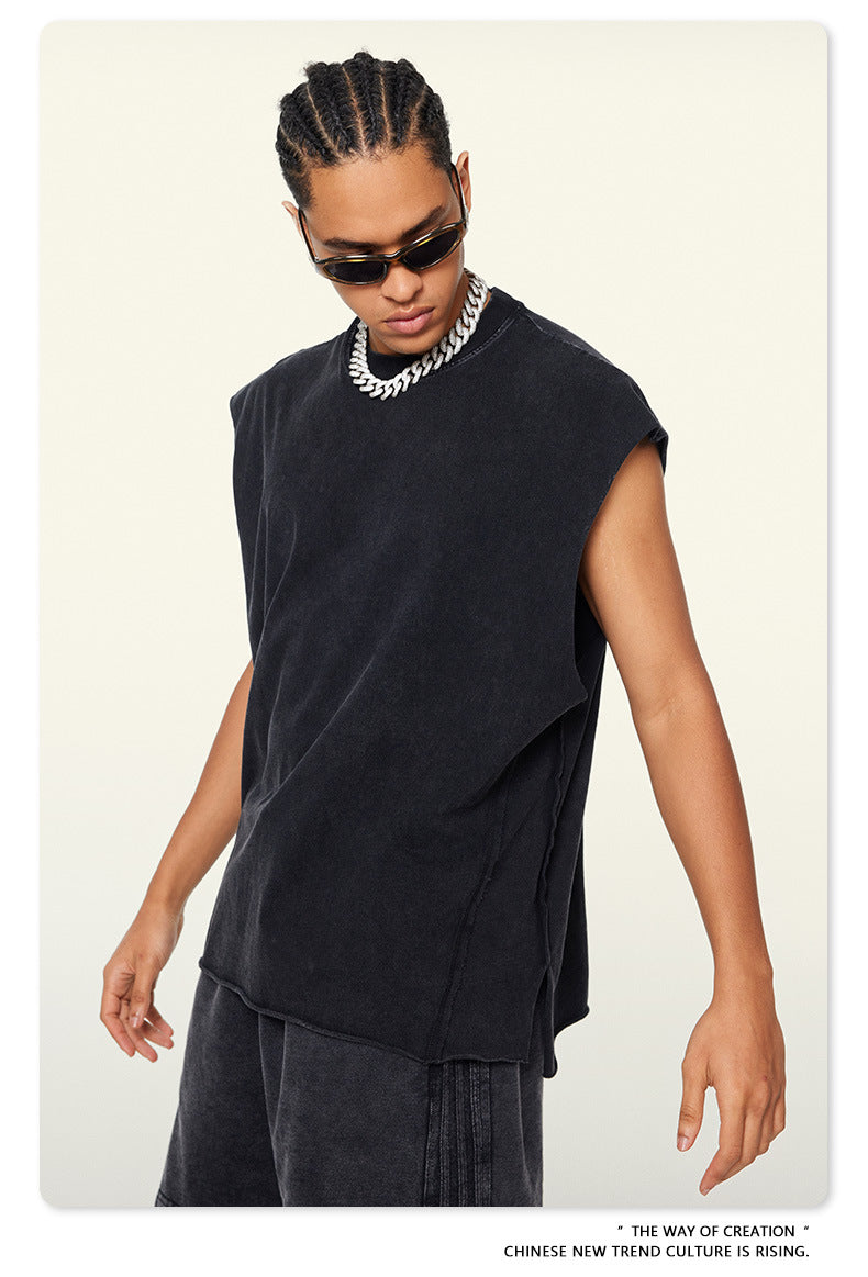 Washed Oversize Sleeveless T-Shirt WN6069