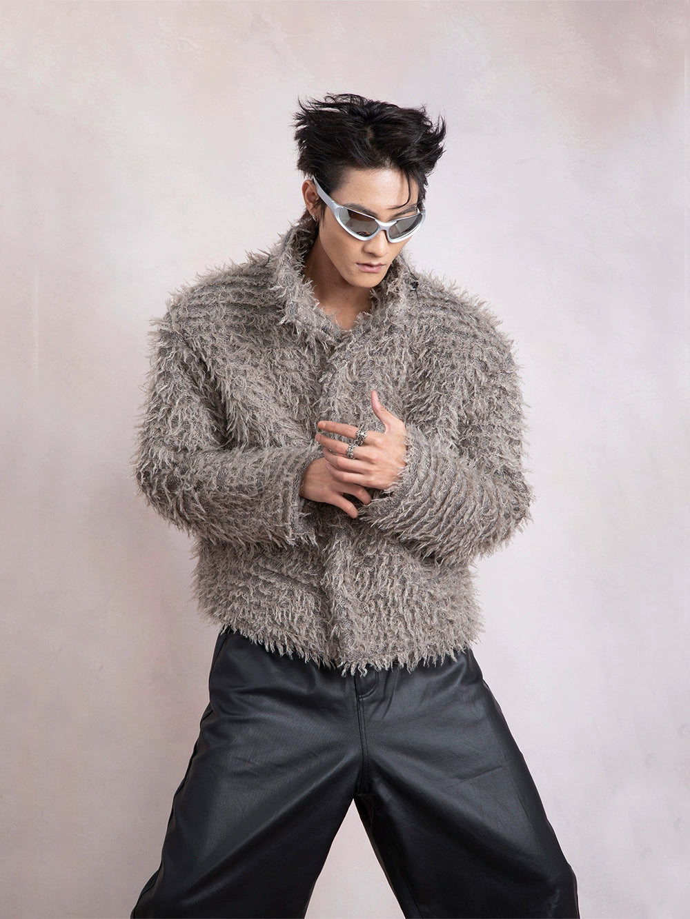 Fake Fur Stand Neck Short Jacket WN9296