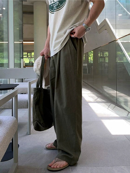 Draped Simple Straight Wide Leg Pants WN20257