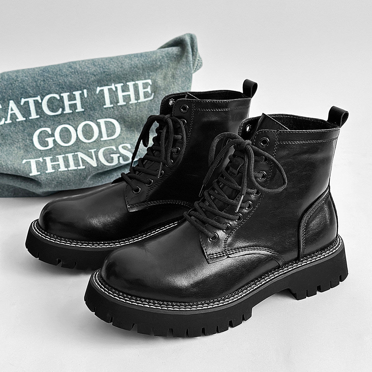 Chunky Lug Sole Platform Lace-Up Boots WN24555