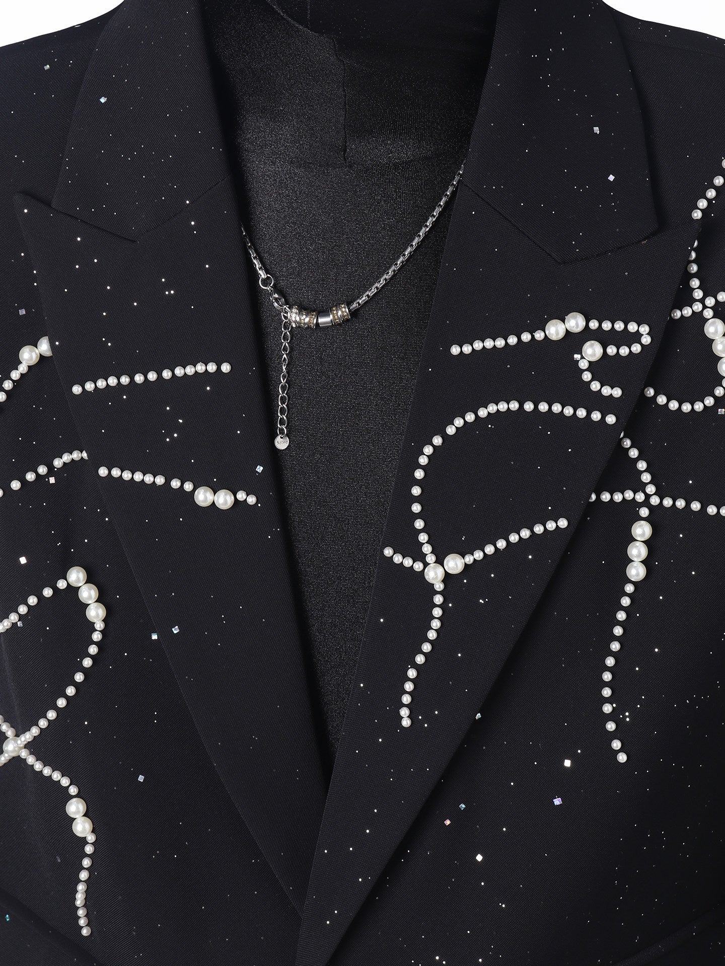 Line Print Studs Tailored Jacket & Studs Flare Trousers Setup WN23682