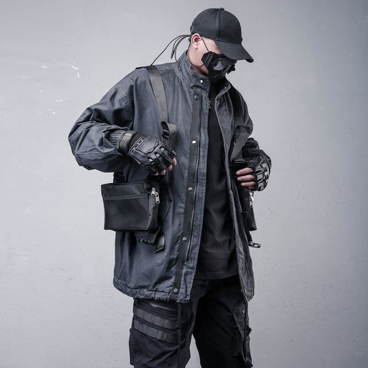 Functional Strap Design Stand Neck Jacket WN22511