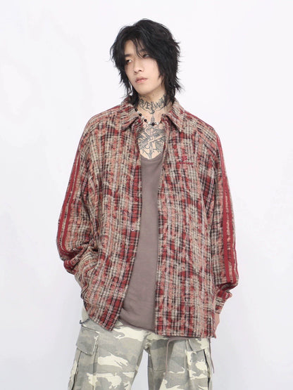 Oversize Plaid Long Sleeve Shirt WN8364