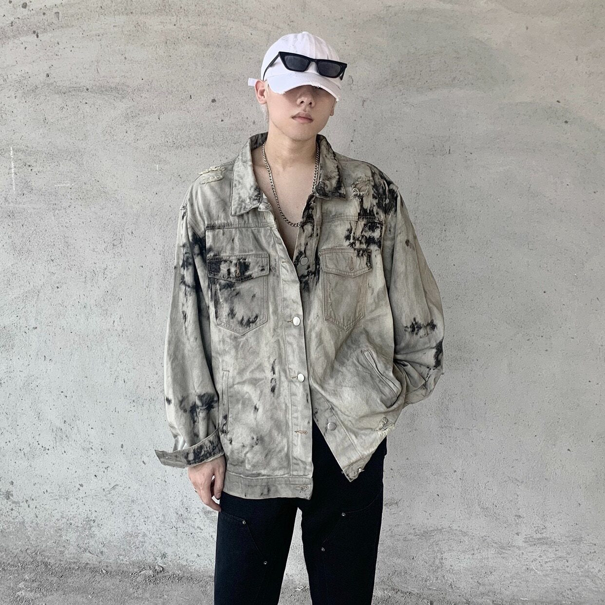Washed Tie-Dye Damage Denim Jacket WN24411