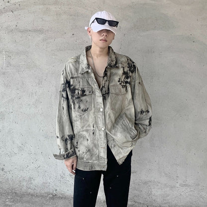 Washed Tie-Dye Damage Denim Jacket WN24411