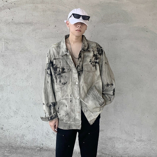 Washed Tie-Dye Damage Denim Jacket WN24411