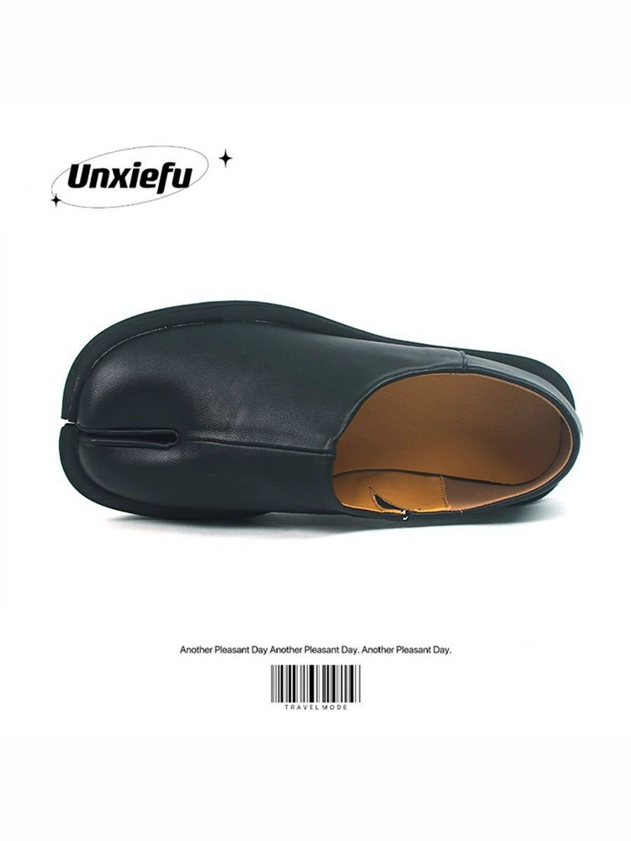 Chunky Sole Leather Tabi Slip-On Shoes WN20779