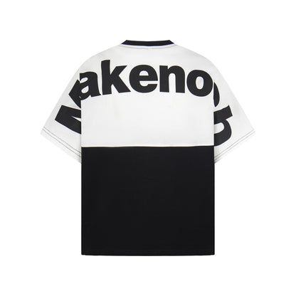 Letter Print Patchwork Oversize Short Sleeve T-Shirt WN25857