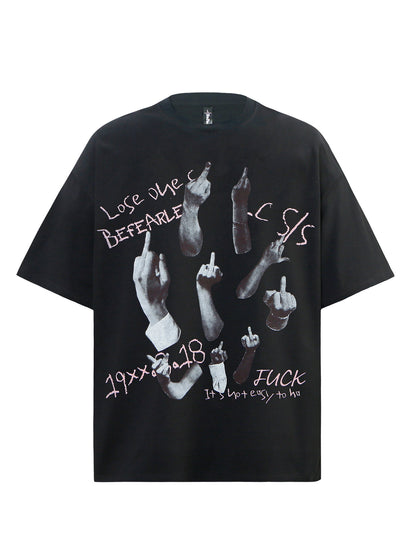 Graphic Letter Print Short Sleeve T-Shirt WN26209