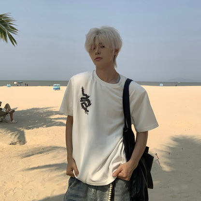 Studs Spine Embroidery Short Sleeve T-Shirt WN19779