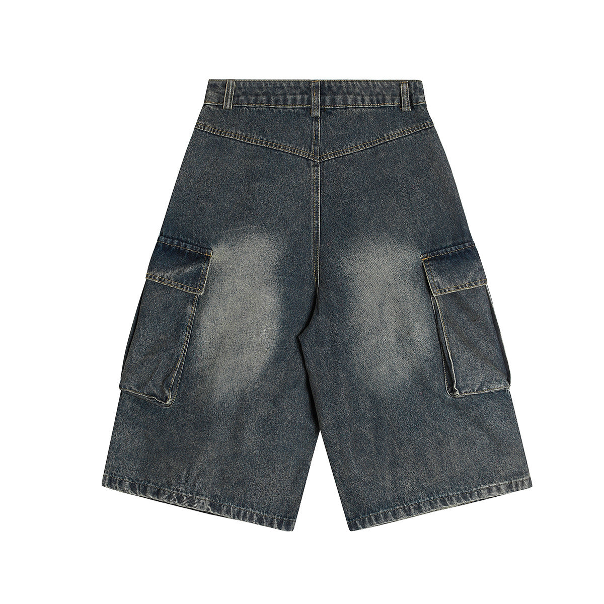 Washed Damage Cargo Pocket Denim Half Pants WN25699