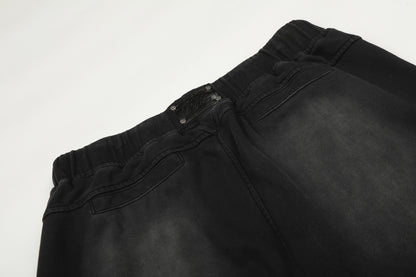 Washed Damage Drawstring Wide Leg Sweatpants WN25446