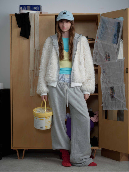 Shaggy Fake Fur Hooded Zipper Jacket WN21874