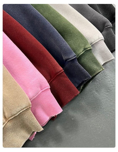 Fleece Lining Zip-Up Wax Dye Zipper Hoodie WN23111