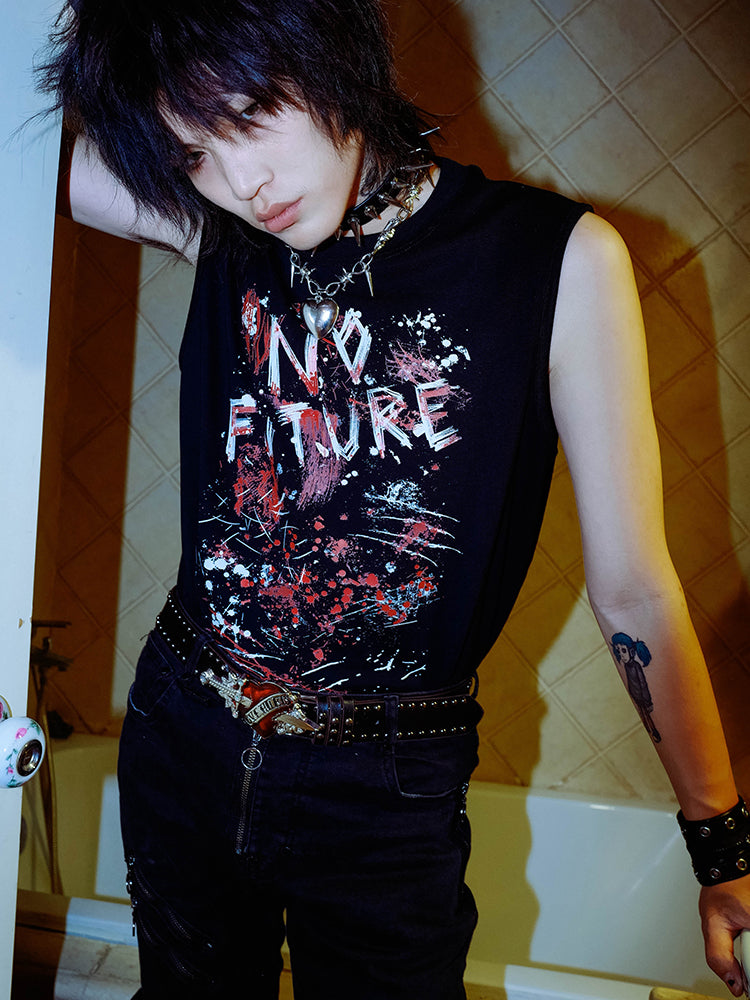 Graphic Print Sleeveless T-Shirt WN15995