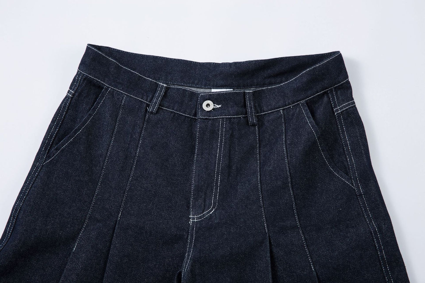 Washed Wide-Leg Tuck In Denim Jeans WN12732