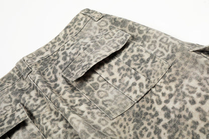 Leopard Multi-Pocket Wide Leg Cargo Pants WN26113