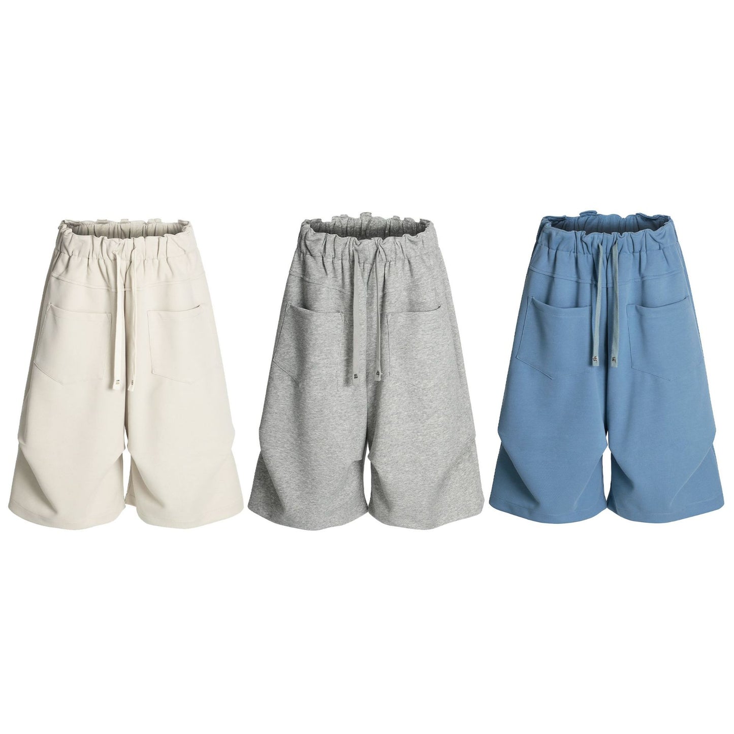 Pleats Panel Wide Leg Half Sweatpants WN26091
