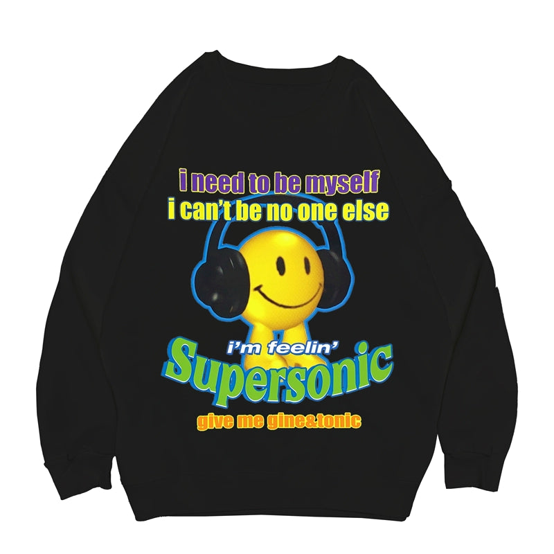 Illustration Letter Print  Long Sleeve T-Shirt WN22261