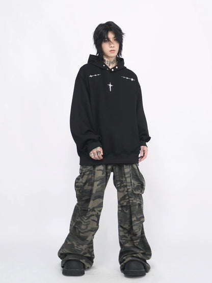 Metallic Design Oversize Hoodie WN8394