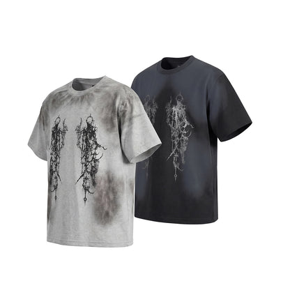 Washed Graphic Art Print Short Sleeve T-Shirt WN25500