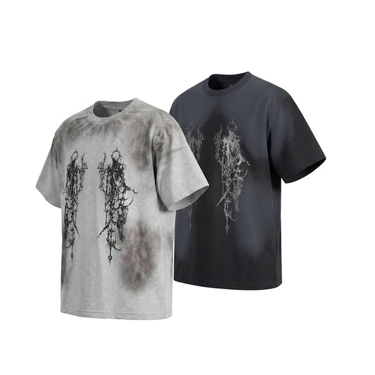 Washed Graphic Art Print Short Sleeve T-Shirt WN25500
