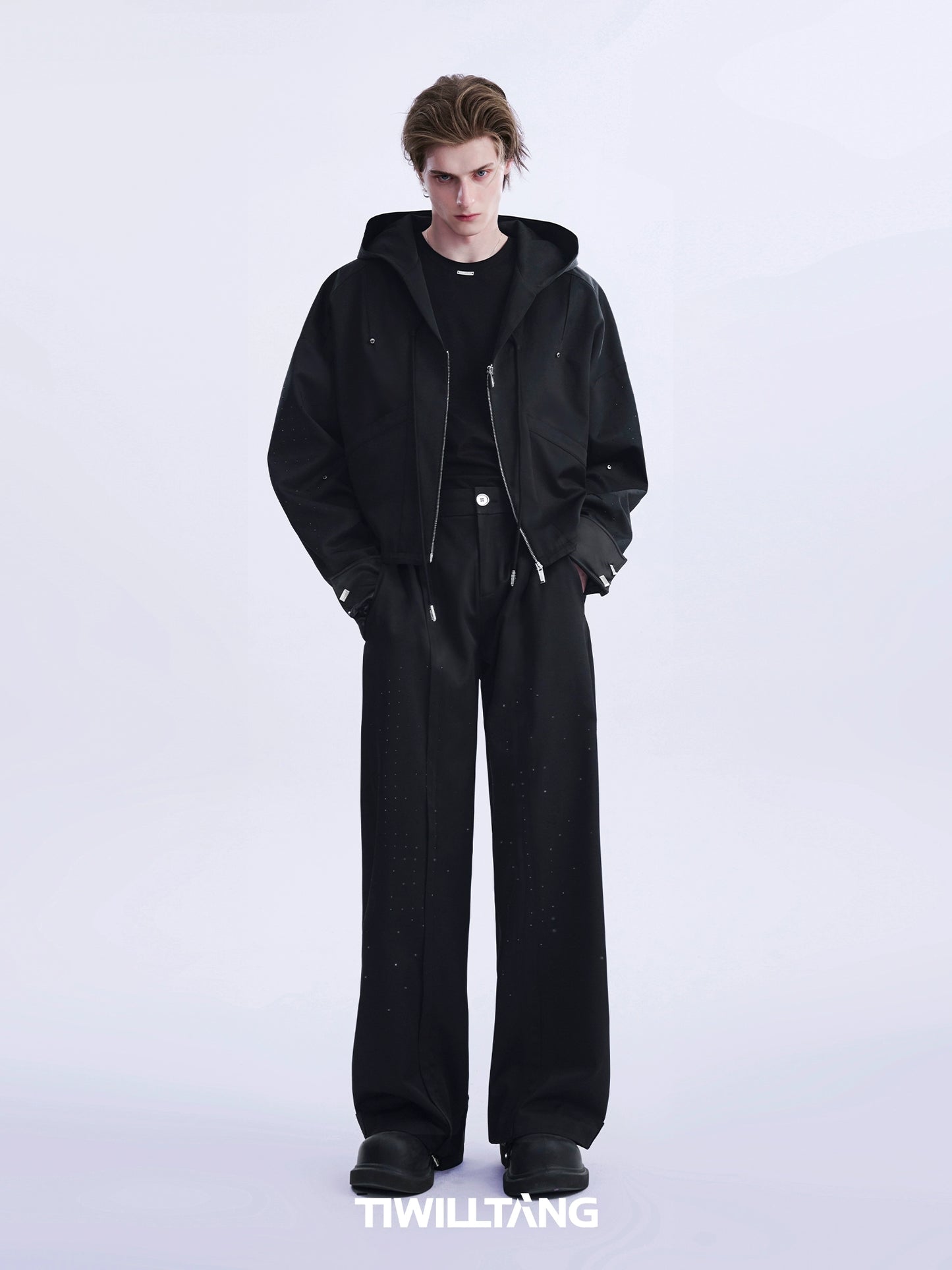 Short Hooded Jacket & Tuck-in Trousers Setup WN10727