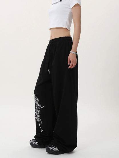 Graphic Design Wide Leg Sporty Pants WN17151