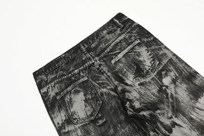 Paint Brush Zipper Design Micro Flare Denim Jeans WN16171