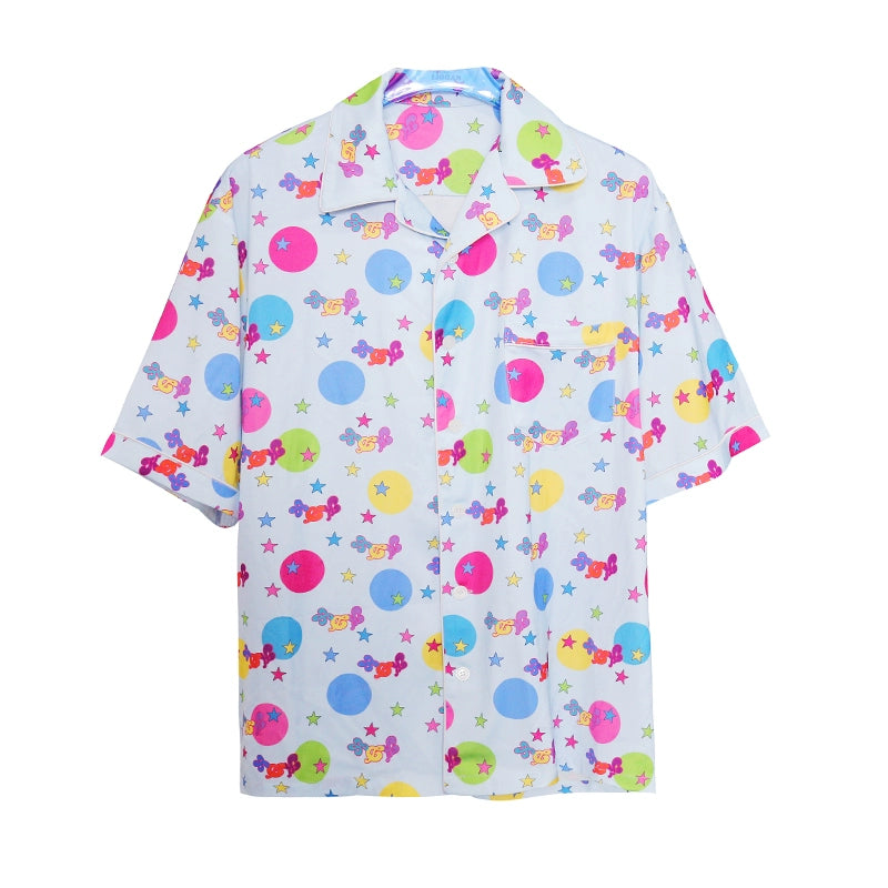 Graffiti Print Short Sleeve Shirt & Lounge Pants Setup WN20206