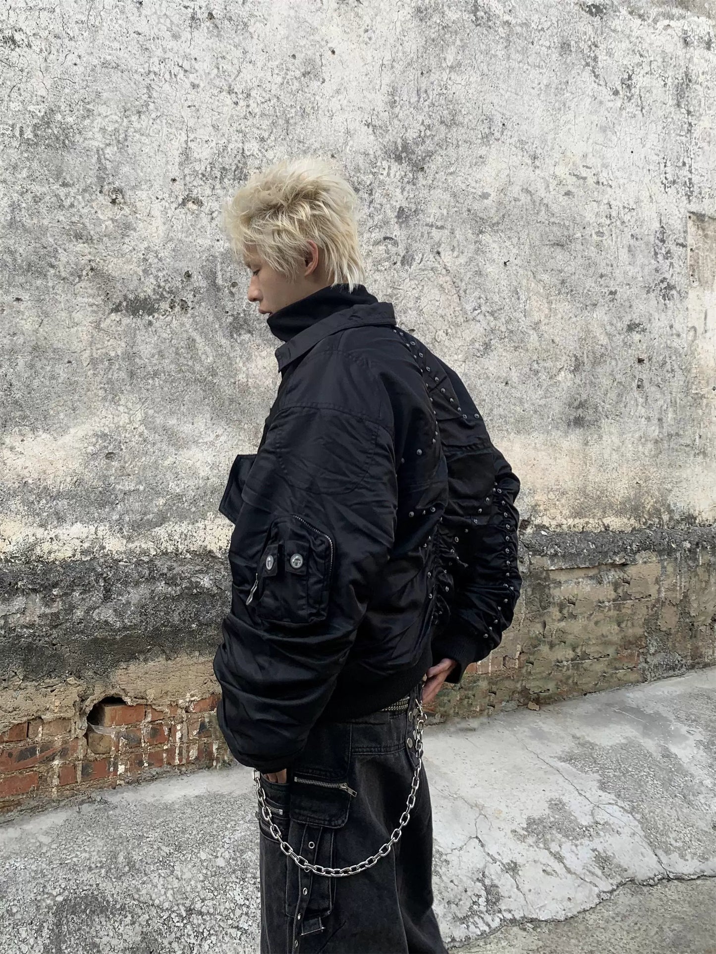 Star Moon Rivet Short Bomber Jacket WN22193